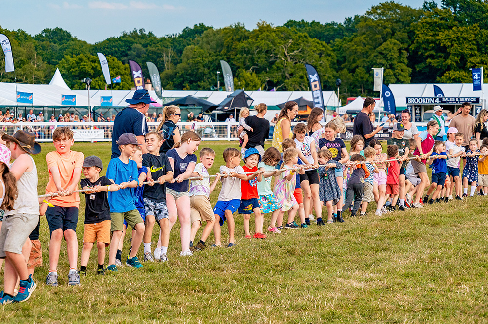 Children versus tractor tug of war in the East Ring